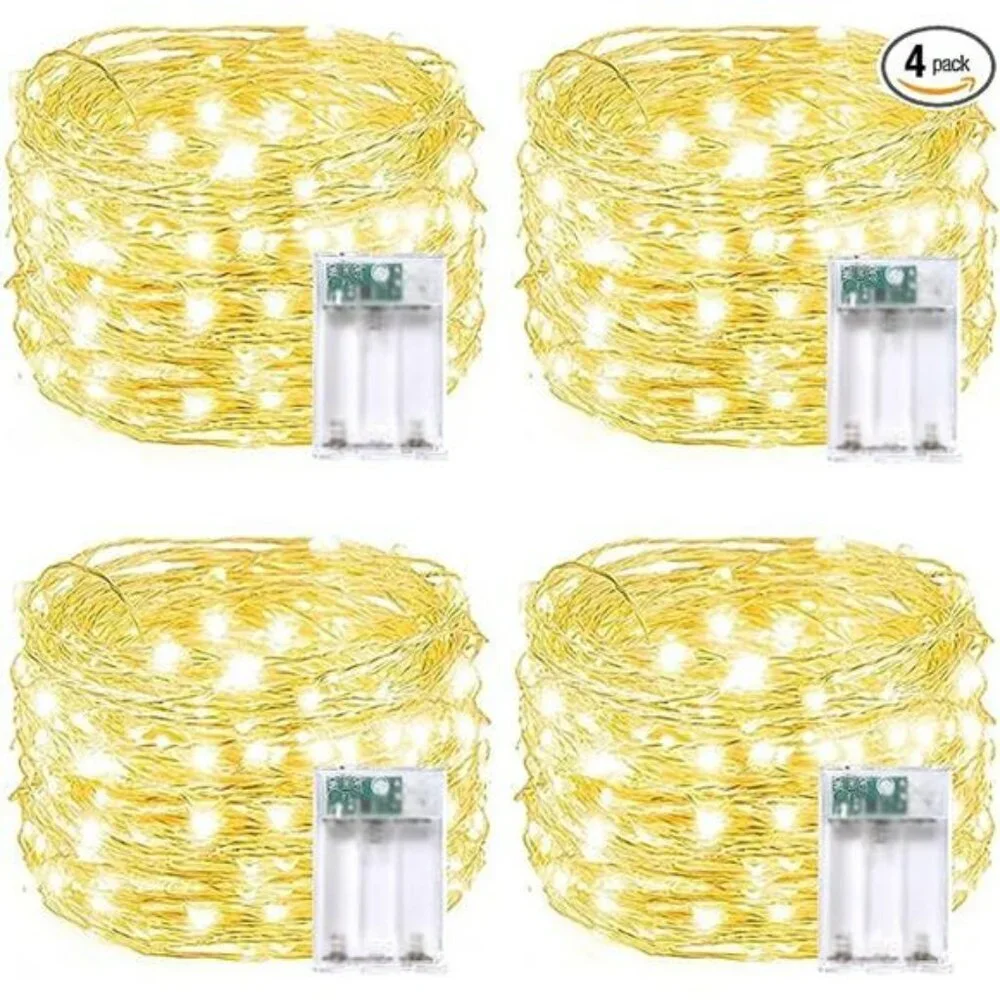 Warm White Fairy String Lights 60 LED Battery Operated Timer Indoor Outdoor Set